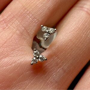 Elegant Silver Triple Gem Stud Earrings